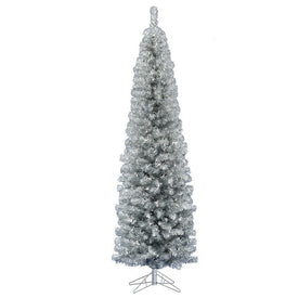 7' Pre-Lit Slim Silver Tinsel Winchester Christmas Tree with 350 LED Lights