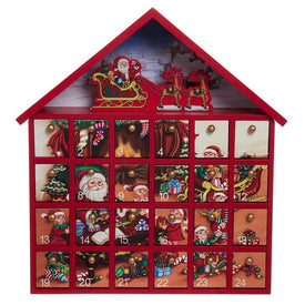 13" Wooden Santa Advent Calendar