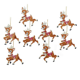 4" Wooden Reindeer Eight-Piece Ornament Set