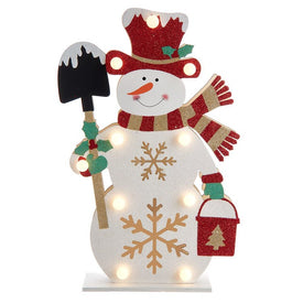 17.25" Battery-Operated Lighted Snowman Tabletop Decoration