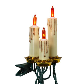 15-Light Triple Candle Extended Light Set with Gold Dripping Wax and Amber Bulbs