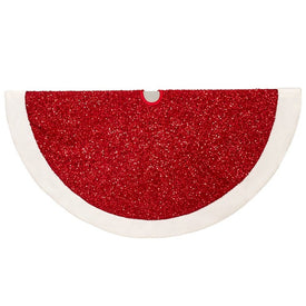 54" Red Sequins with White Border Christmas Tree Skirt