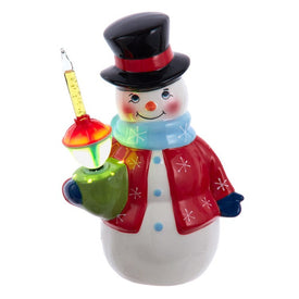 10" Ceramic Snowman with Bubble Light