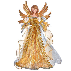 16" Lighted Ombre Silver and Gold Angel Christmas Tree Topper