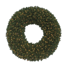84" Pre-Lit Commercial Wreath with 500 Warm White Twinkle LED Lights