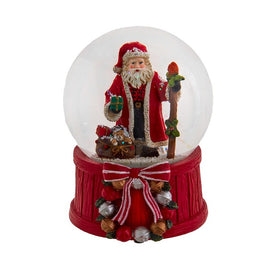 100 MM Wind-Up Musical Santa with Gift Bag Water Globe