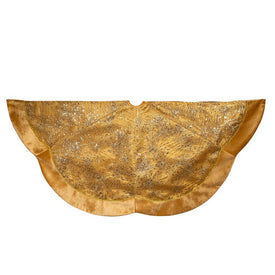 60" Gold Velvet and Glitter Christmas Tree Skirt