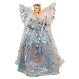 16" Lighted White, Silver, Lavender and Blue Angel Christmas Tree Topper