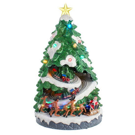 15.7" Battery-Operated Lighted Musical Christmas Tree with Moving Train