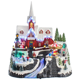 15" Lighted Musical Motion Church Christmas Village