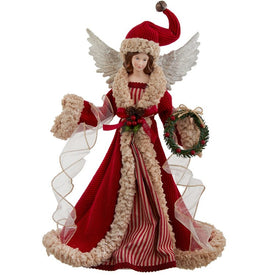 16" Vintage Red and Ivory Angel Tree Topper