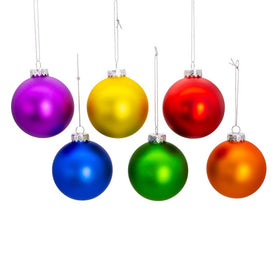 80 MM Matte Glass Pride Ball Ornaments Set of 6