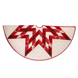 50" Star Pattern Quilted Christmas Tree Skirt