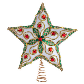 13.5" Green, Red, and White Five-Point Star Tree Topper