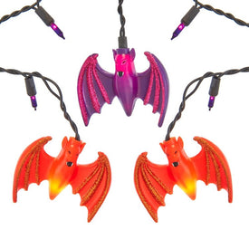 25-Purple and Orange Bat Icicle Light Set