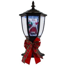 21" Light-Up Musical Santa Lamp Post with Snow Effect