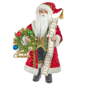 18" Santa Figurine with Wreath Tabletop Decoration