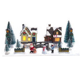 5" 17-Piece Battery-Operated Lighted Christmas Village Set with LED Lights