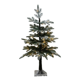 3' Pre-Lit Flocked Pine Christmas Tree with Warm White LED Lights