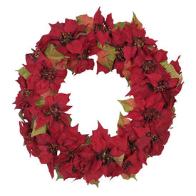 24" Unlit Poinsettia Wreath