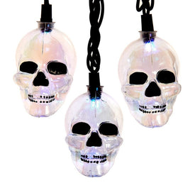 10-Light Glitter Skull Light Set with RGB LED Lights