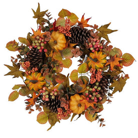 24" Unlit Decorated Harvest Rattan Wreath