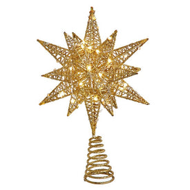 11" Pre-Lit Twinkling Gold Starburst Tree Topper with 60 LED Lights