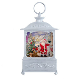 10" Battery-Operated Lighted Santa with Gifts Lantern with LED Lights