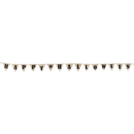 18.75" Battery-Operated LED Lighted Burlap Happy Halloween Banner