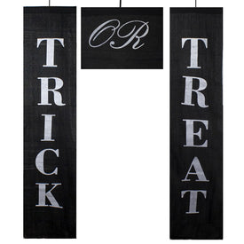 19.25" Black and White Trick or Treat Outdoor Halloween Banners Set of 3