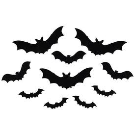 Black Halloween Posable Felt Bats Set of 10