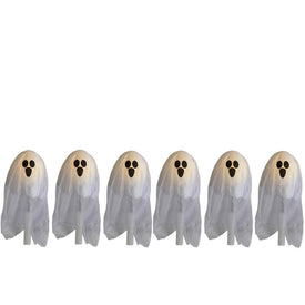 30" LED Lighted White Ghost Halloween Outdoor Pathway Markers Set of 6