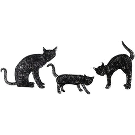 27.5" LED Lighted Black Cat Family Outdoor Halloween Decorations Set of 3