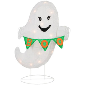 25" Lighted LED Ghost with Boo Banner Halloween Yard Decoration