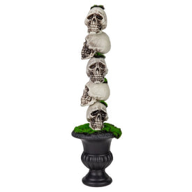 16" Skull Tower Topiary in Urn Halloween Decoration