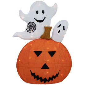 27.5" LED Lighted Battery-Operated Jack-O'-Lantern and Ghosts Halloween Decoration