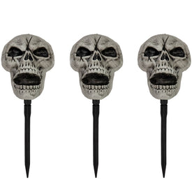 Skull Stakes Outdoor Yard Halloween Decorations Set of 3