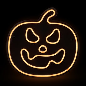 15" Orange LED Lighted Neon-Style Jack-O'-Lantern Halloween Window Silhouette