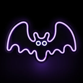 15" Purple LED Lighted Neon-Style Purple Bat Halloween Window Silhouette