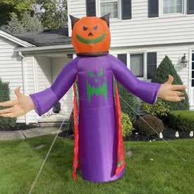 8' Spooky Town Lighted Jack-O-Lantern Grim Reaper Inflatable Outdoor Halloween Decoration