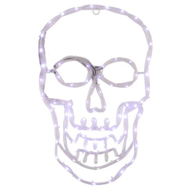 18" White Skull Four-Function LED Lighted Halloween Window Silhouette