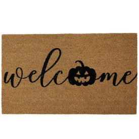 Pumpkin Welcome 18" x 30" Natural Coir Halloween Doormat