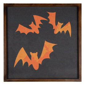 15.75" Framed Halloween Wall Decor with Orange Bat Silhouettes