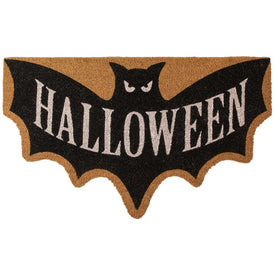 Bat-Shaped 18" x 30" Natural Coir Halloween Doormat