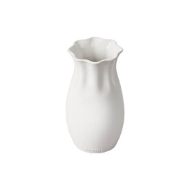 Small Stoneware Flower Petal Vase - White