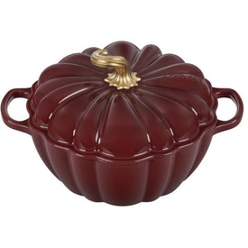 4-Quart Enameled Cast Iron Pumpkin Cocotte with Figural Knob - Rhone with Gold Figural Knob