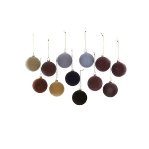 Crushed Velvet Dark Neutral Ornaments Set of 12