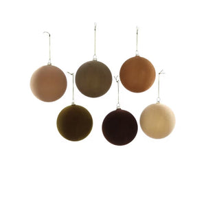 Crushed Velvet Extra-Large Neutral Christmas Ornaments Set of 6