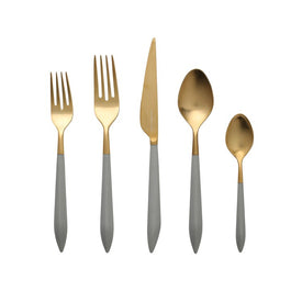 Ares Oro & Light Gray Five-Piece Place Setting