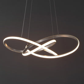 Alexia 25" Abstract Integrated LED Metal Adjustable Pendant - Silver Painting